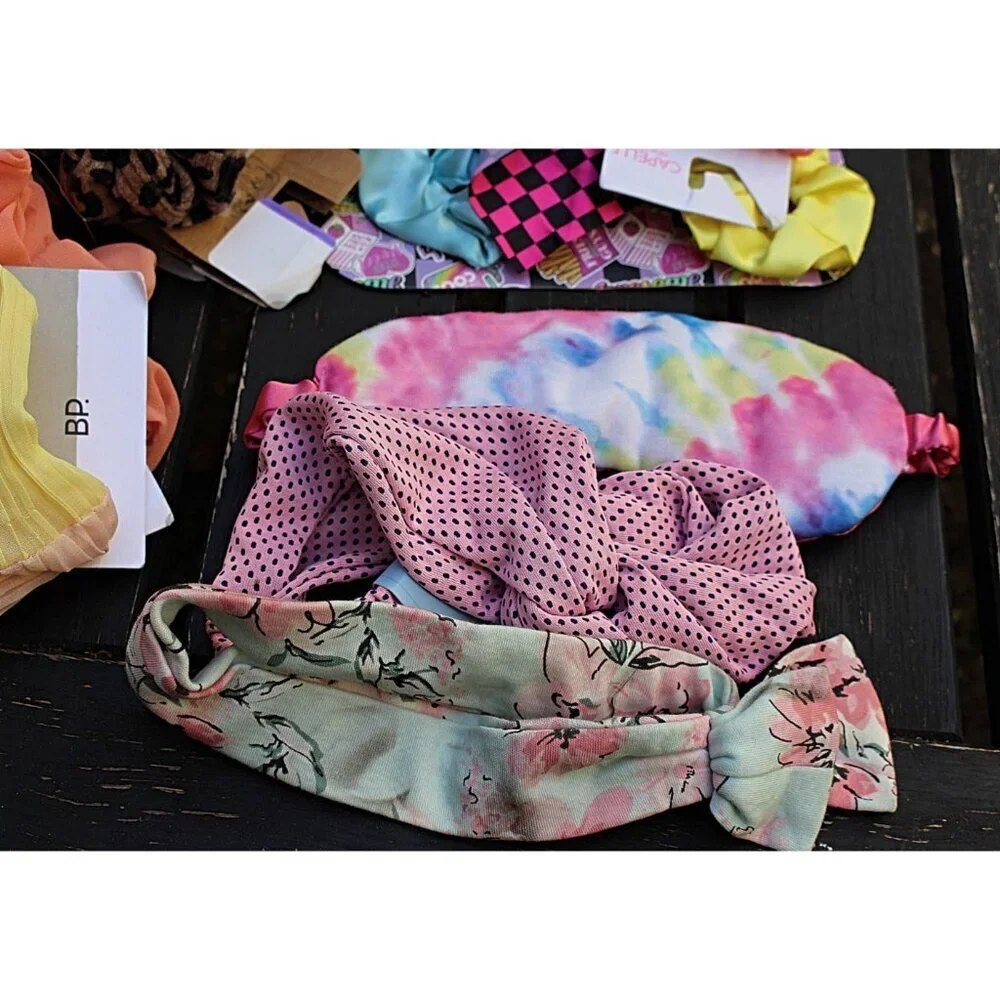 NEW - 30 Pcs Bundle - Scrunchies, Headbands, Eye Mask, Mask Gift Set - GOOD DEAL